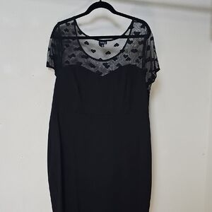 Torrid Black Midi Dress with Heart Mesh Detail